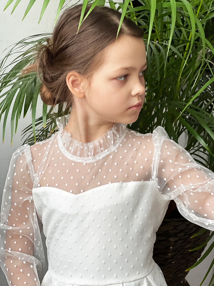 Платье для девочки нарядное БУШОН ST77, цвет белый