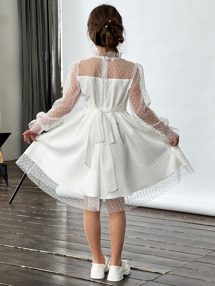 Платье для девочки нарядное БУШОН ST77, цвет белый