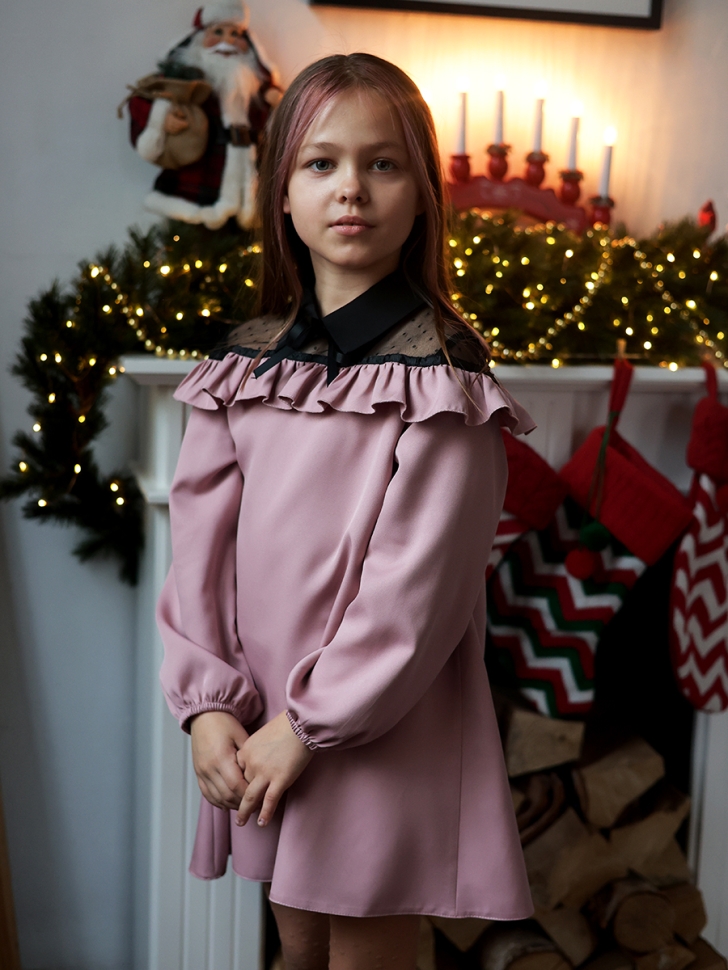 Платье для девочки нарядное БУШОН ST55, цвет пудра 