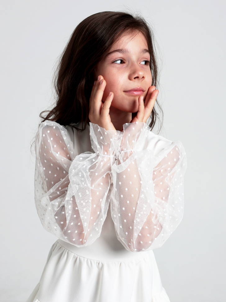 Платье для девочки БУШОН ST70, цвет белый / волан 