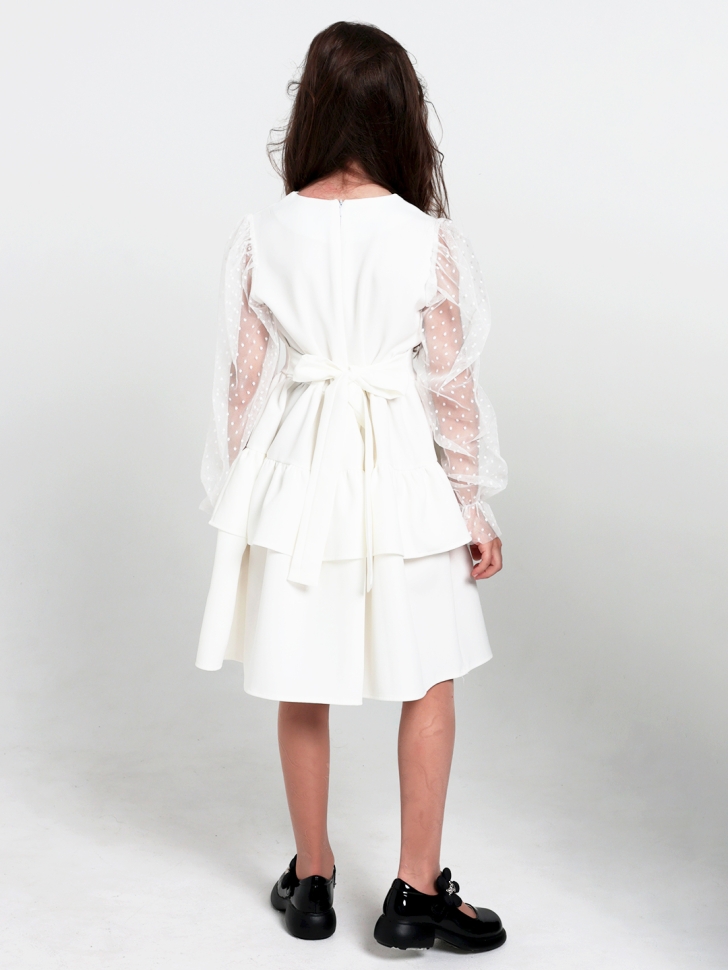 Платье для девочки БУШОН ST70, цвет белый / волан 