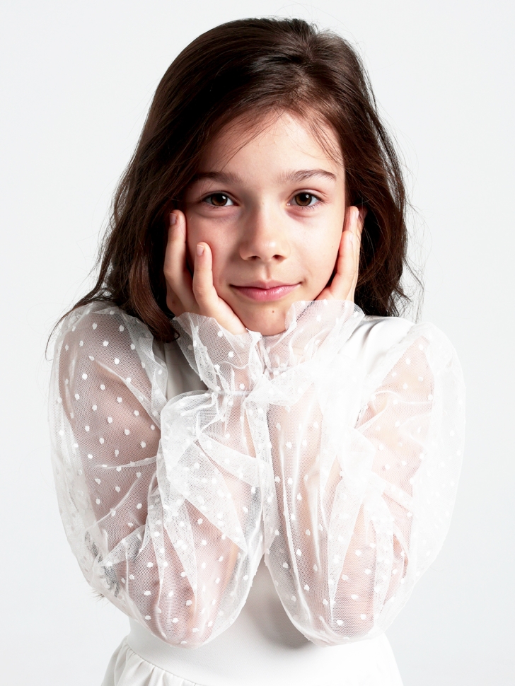 Платье для девочки БУШОН ST70, цвет белый / волан 