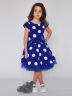 Платье для девочки нарядное БУШОН ST44, стиляги, цвет синий, принт крупный горох 