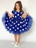 Платье для девочки нарядное БУШОН ST44, стиляги, цвет синий, принт крупный горох 