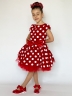 Платье для девочки нарядное БУШОН ST44, стиляги, цвет красный, принт горошек 