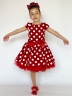 Платье для девочки нарядное БУШОН ST44, стиляги, цвет красный, принт горошек 