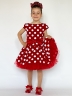 Платье для девочки нарядное БУШОН ST44, стиляги, цвет красный, принт горошек 