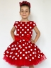 Платье для девочки нарядное БУШОН ST44, стиляги, цвет красный, принт горошек 