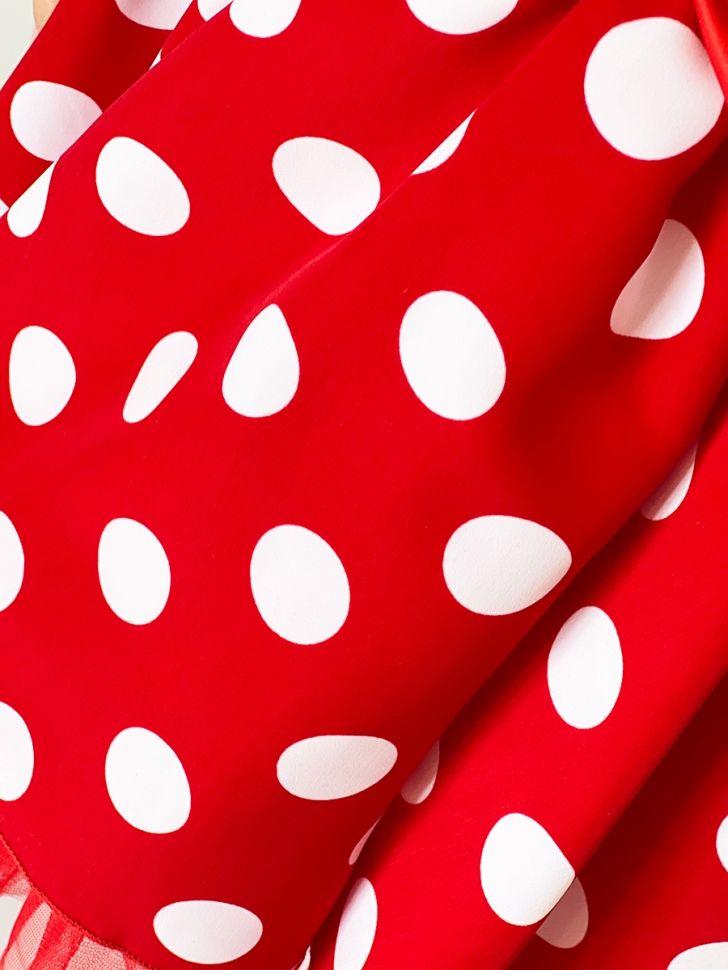 Платье для девочки нарядное БУШОН ST44, стиляги, цвет красный, принт горошек 