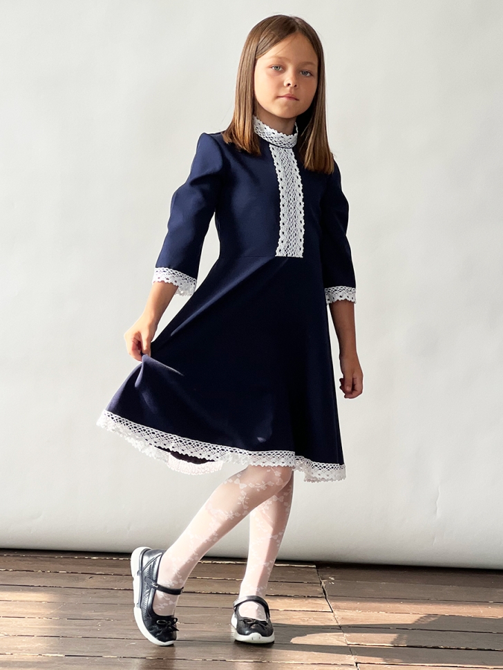 Платье для девочки школьное БУШОН SK21, цвет темно-синий