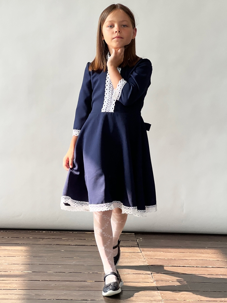 Платье для девочки школьное БУШОН SK21, цвет темно-синий