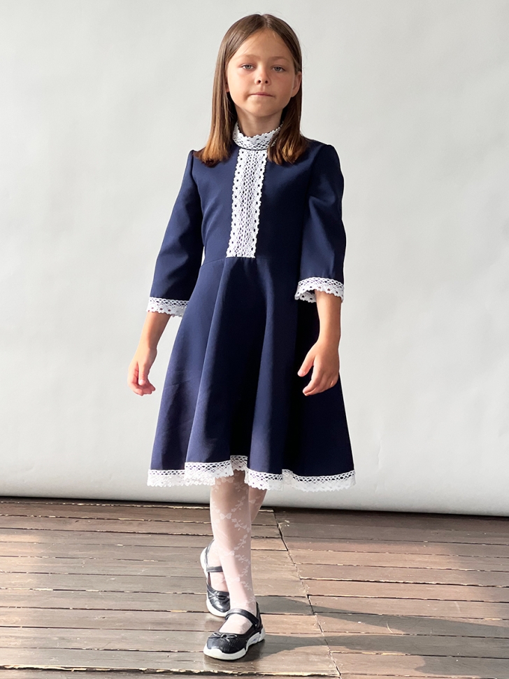 Платье для девочки школьное БУШОН SK21, цвет темно-синий