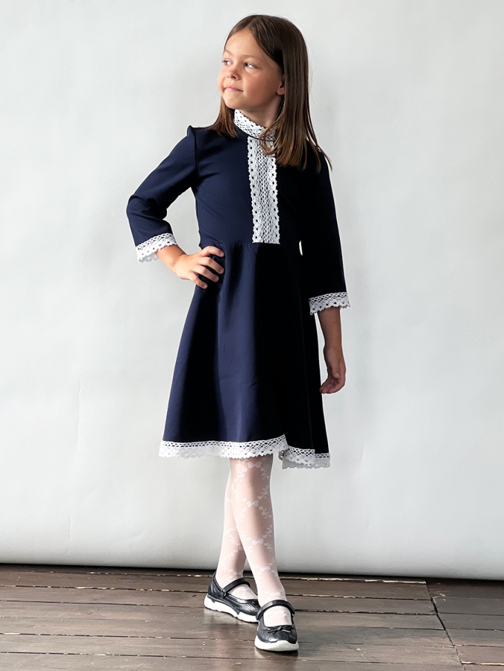 Платье для девочки школьное БУШОН SK21, цвет темно-синий
