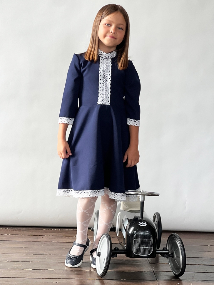 Платье для девочки школьное БУШОН SK21, цвет темно-синий