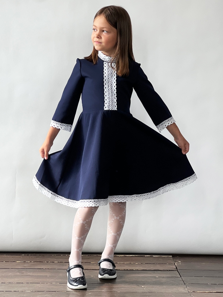 Платье для девочки школьное БУШОН SK21, цвет темно-синий
