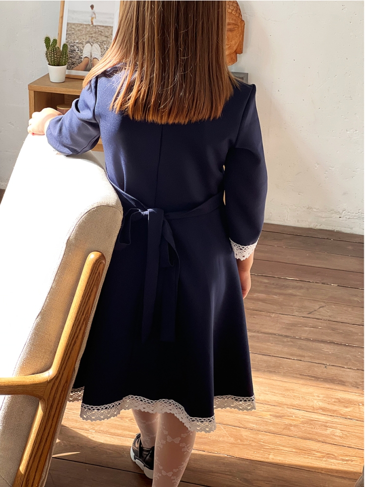 Платье для девочки школьное БУШОН SK21, цвет темно-синий