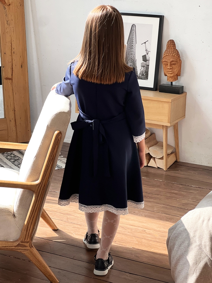 Платье для девочки школьное БУШОН SK21, цвет темно-синий