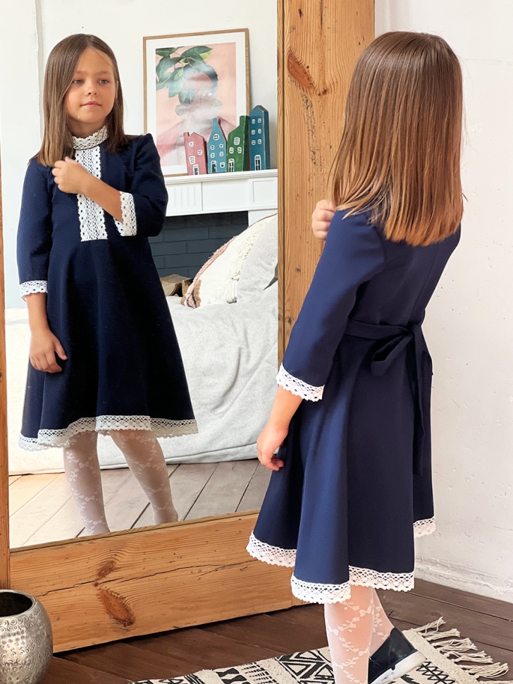 Платье для девочки школьное БУШОН SK21, цвет темно-синий