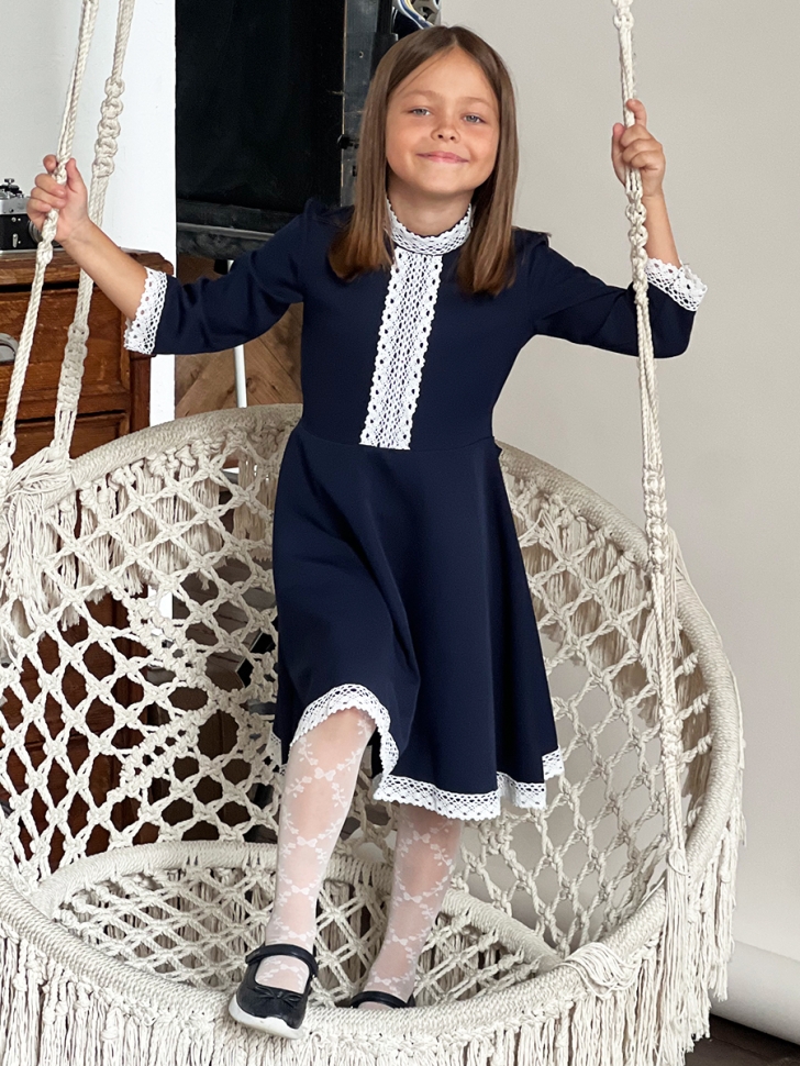Платье для девочки школьное БУШОН SK21, цвет темно-синий