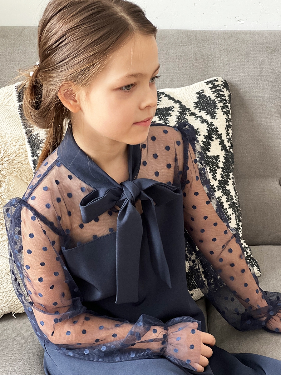 Платье для девочки нарядное БУШОН ST55, цвет темно-синий 