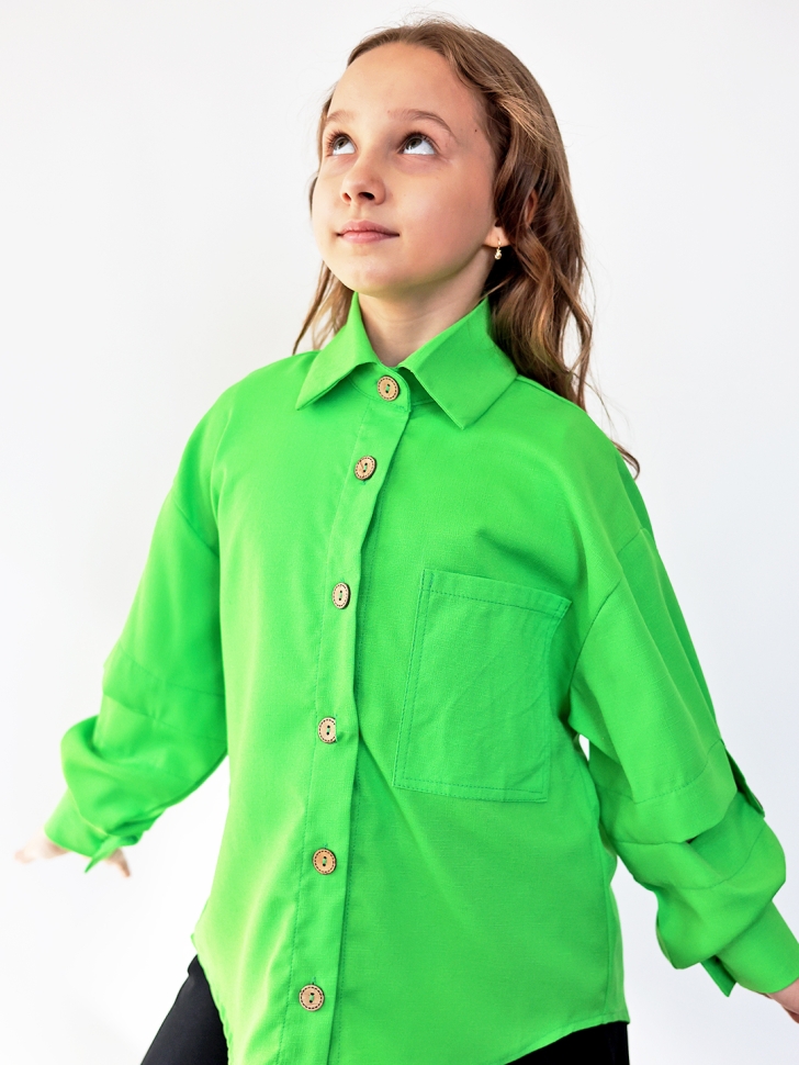Рубашка для девочки БУШОН, цвет зеленый