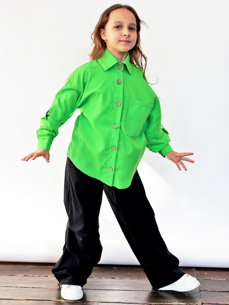 Рубашка для девочки БУШОН, цвет зеленый