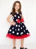 Платье для девочки нарядное БУШОН ST44, стиляги, цвет темно-синий, принт крупный горох 