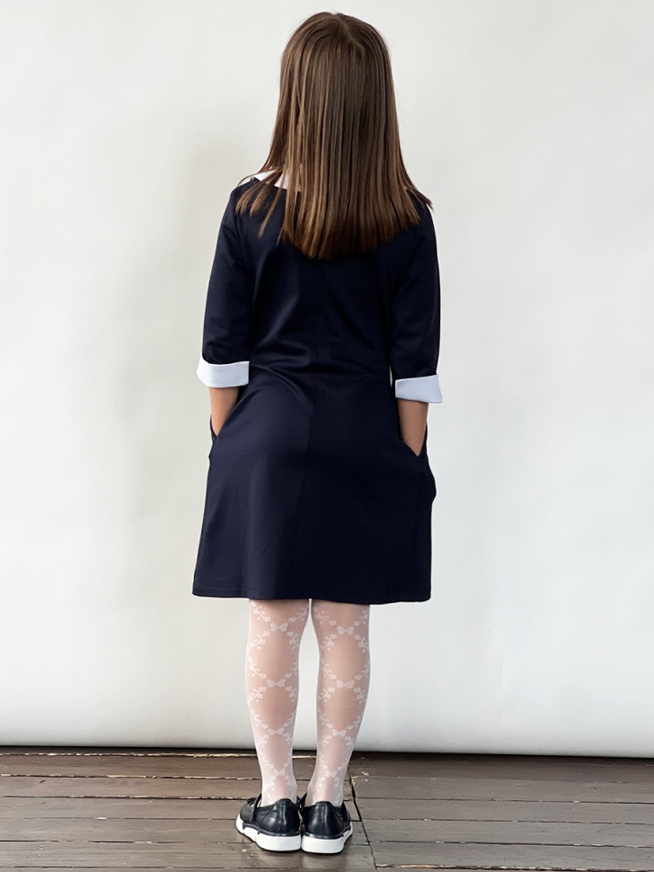Платье для девочки школьное БУШОН SK22, цвет темно-синий 