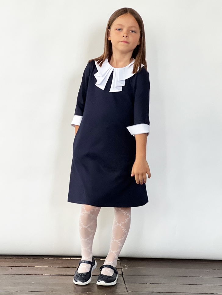 Платье для девочки школьное БУШОН SK22, цвет темно-синий 