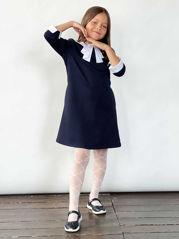 Платье для девочки школьное БУШОН SK22, цвет темно-синий 