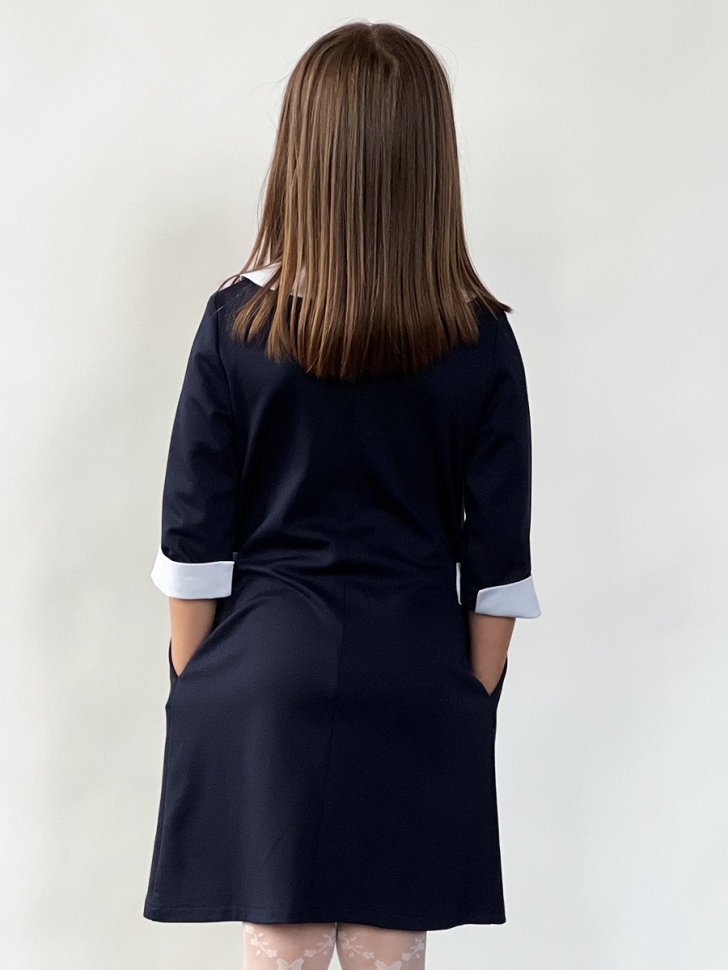 Платье для девочки школьное БУШОН SK22, цвет темно-синий 