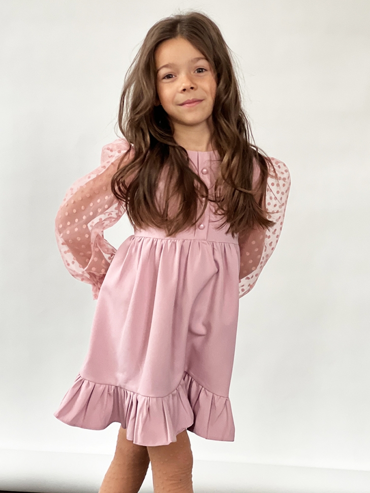 Платье для девочки нарядное БУШОН ST52, цвет пудра