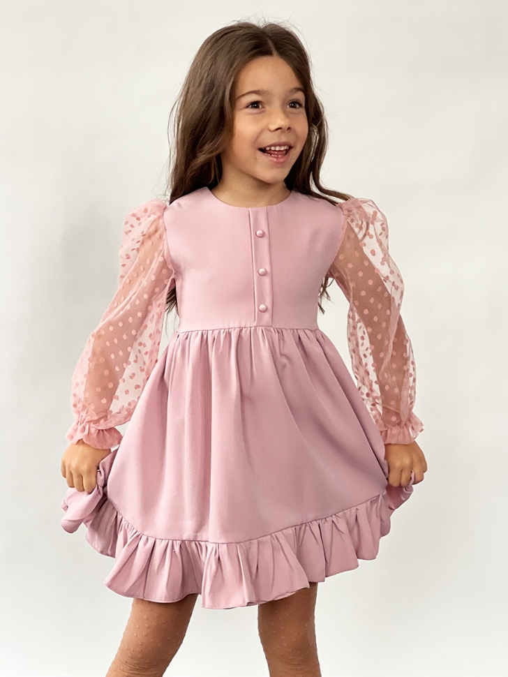 Платье для девочки нарядное БУШОН ST52, цвет пудра