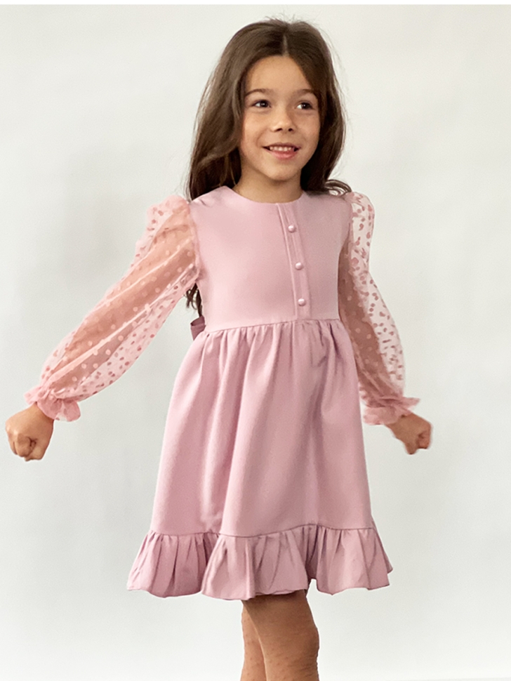 Платье для девочки нарядное БУШОН ST52, цвет пудра