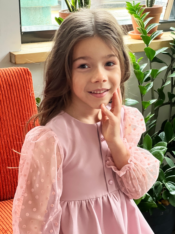 Платье для девочки нарядное БУШОН ST52, цвет пудра