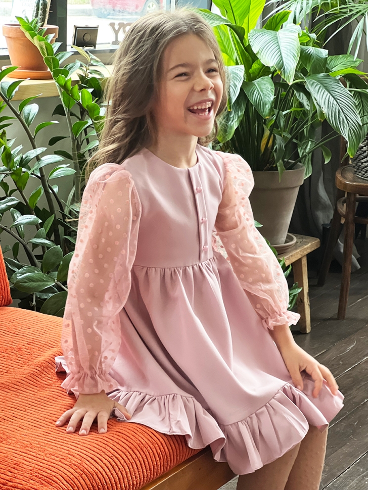 Платье для девочки нарядное БУШОН ST52, цвет пудра