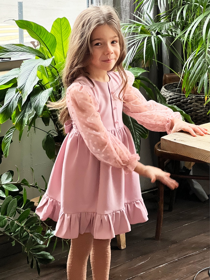 Платье для девочки нарядное БУШОН ST52, цвет пудра