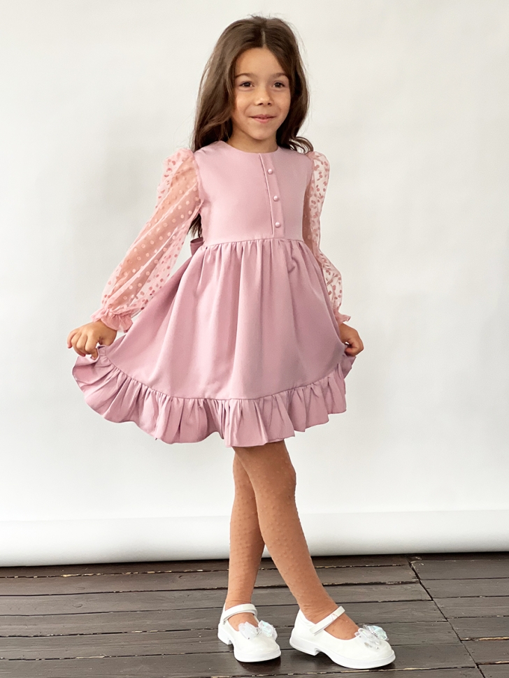 Платье для девочки нарядное БУШОН ST52, цвет пудра