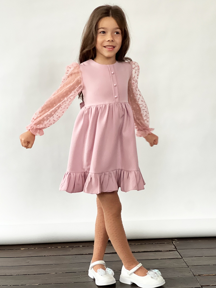 Платье для девочки нарядное БУШОН ST52, цвет пудра