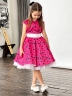Платье для девочки нарядное БУШОН ST10, стиляги цвет малиновый, белый пояс, принт горошек