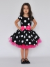 Платье для девочки нарядное БУШОН ST44, стиляги, цвет черный, принт крупный горох 