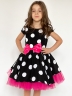 Платье для девочки нарядное БУШОН ST44, стиляги, цвет черный, принт крупный горох 