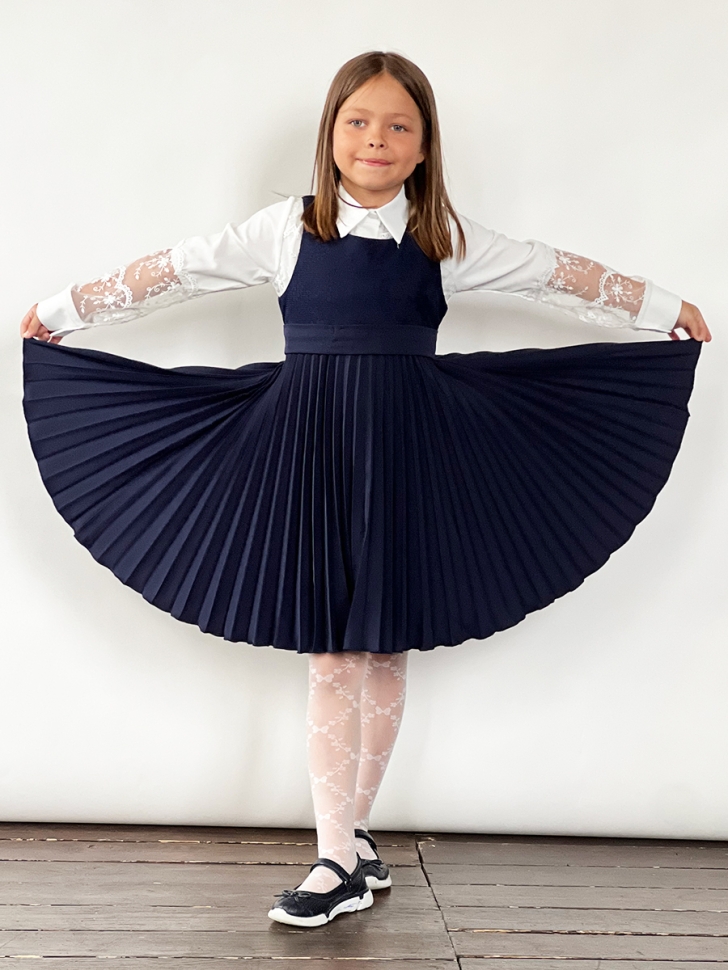 Сарафан для девочки школьное БУШОН SK172, цвет темно-синий