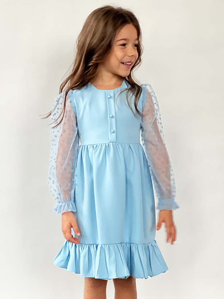 Платье для девочки нарядное БУШОН ST52, цвет голубой