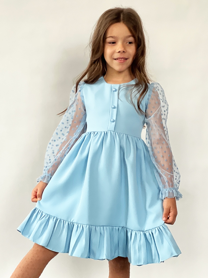 Платье для девочки нарядное БУШОН ST52, цвет голубой
