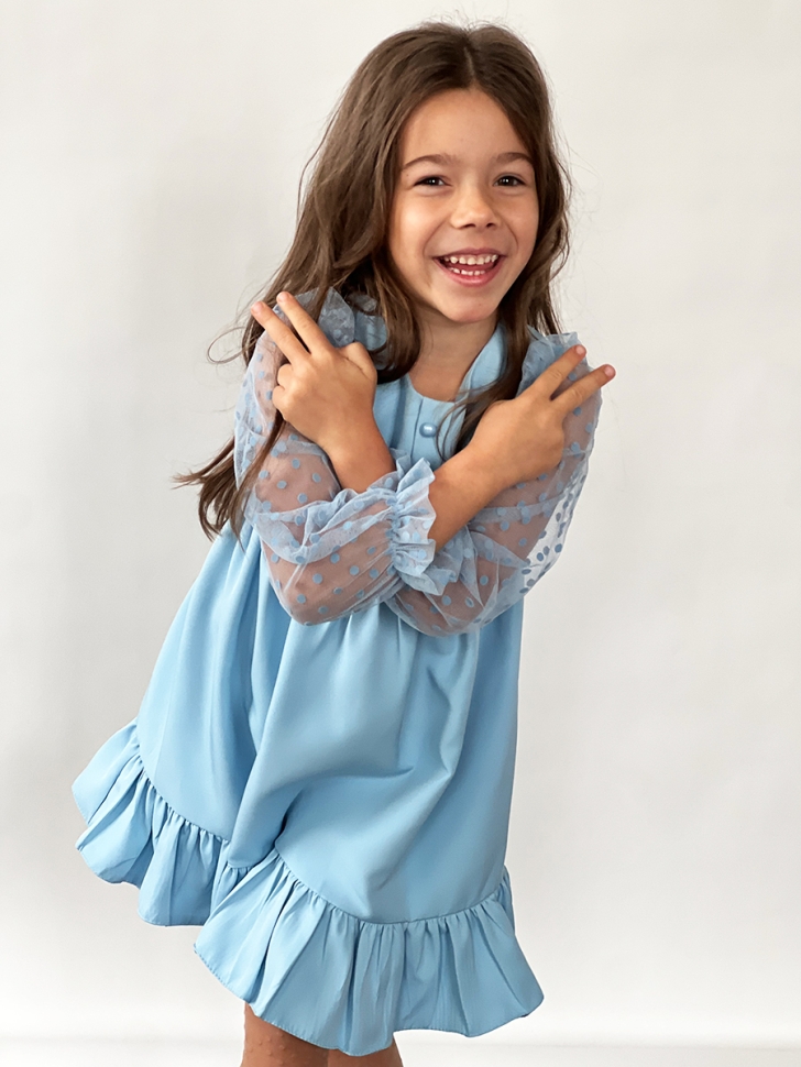 Платье для девочки нарядное БУШОН ST52, цвет голубой