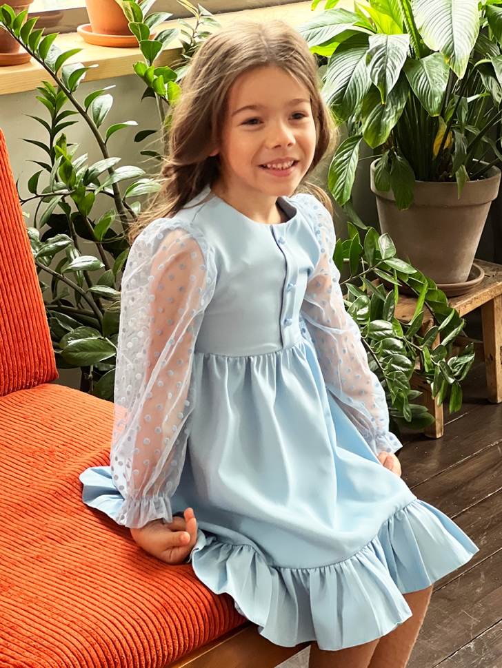 Платье для девочки нарядное БУШОН ST52, цвет голубой