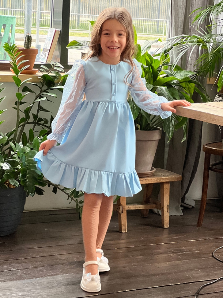 Платье для девочки нарядное БУШОН ST52, цвет голубой