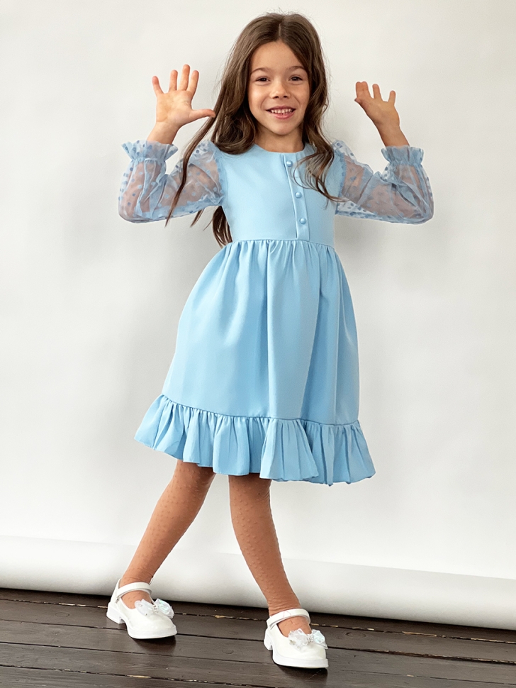 Платье для девочки нарядное БУШОН ST52, цвет голубой