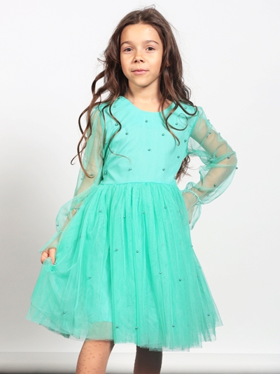 Платье для девочки нарядное БУШОН ST511, цвет бирюзовый